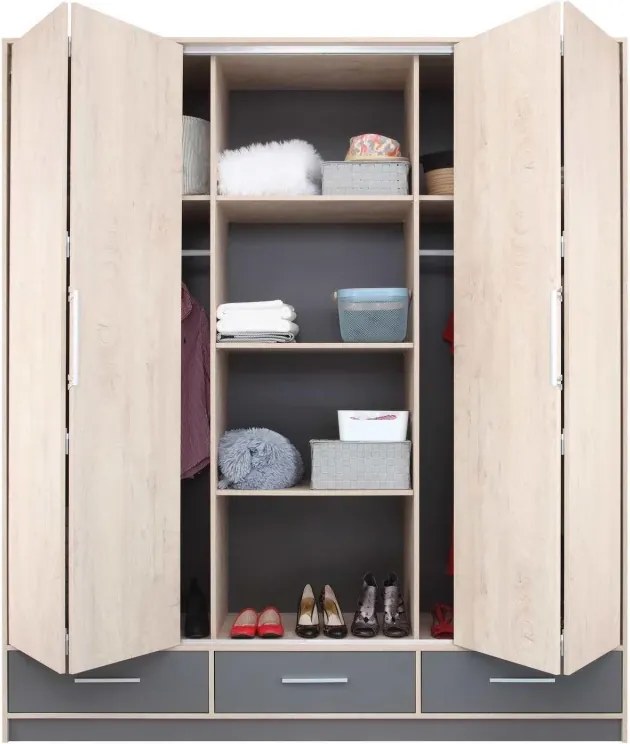 Šatník strieškou, dub / antracit