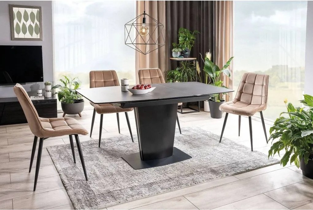 SIGNAL MEBLE Jedálenská stolička CHIC VELVET, čierny mat/béžová bluvel 28