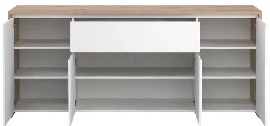 Biela/v prírodnej farbe komoda v dekore duba 197x84x48 cm Next – Tvilum