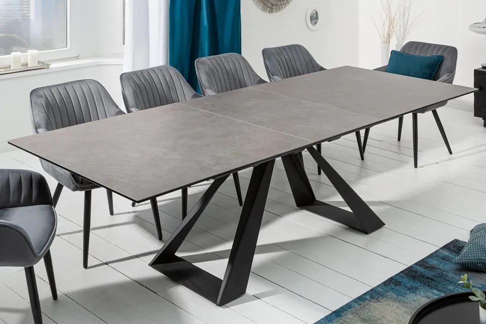 Rozkladací jedálenský stôl Concord keramická doska v antracitovom vzhľade 180-230cm