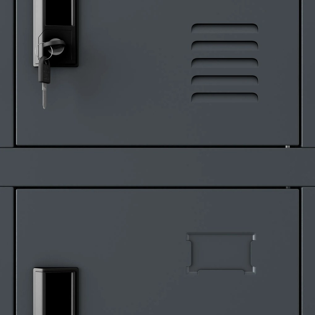 Sociálna skrinka s priehradkami KAROL, 900 x 1850 x 400 mm, antracitová