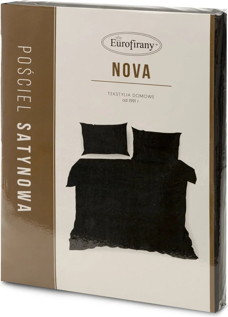 SATÉNOVÉ OBLIEČKY NOVA3 160X200 CM, 2KS 70X80 CM ČIERNE