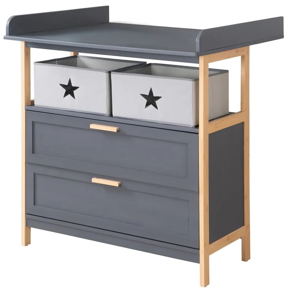 Antracitová nízka detská komoda 87x75 cm Berlin – Roba