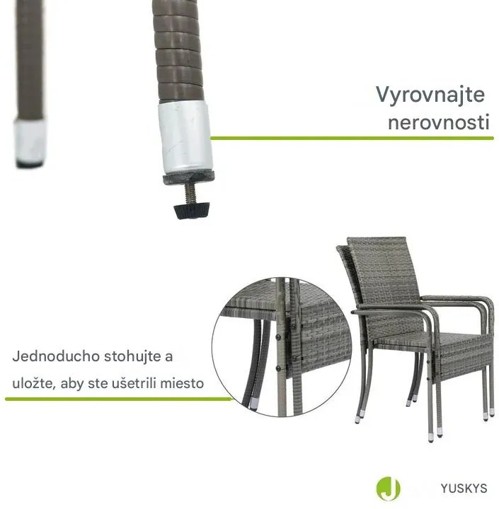 InternetovaZahrada Ratanové stoličky Yoro 2 ks - sivá