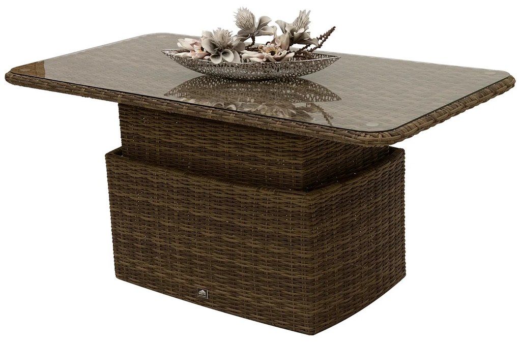 Deokork Ratanový stôl výsuvný jedálenský/odkladací 150 x 80 cm BORNEO LUXURY (hnedá)