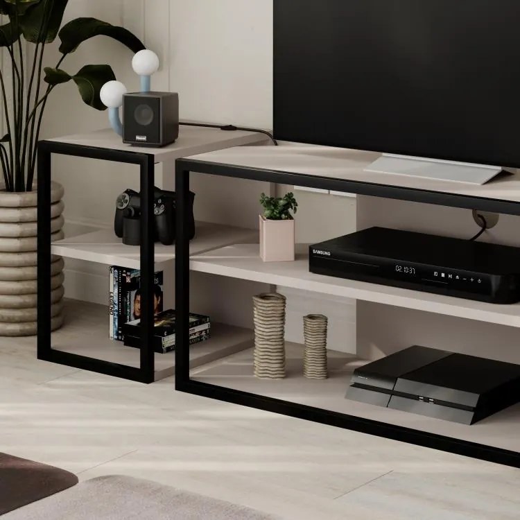 Súprava TV stolíka + 2 bočné stolíky Houseland Echo mocha/čierna