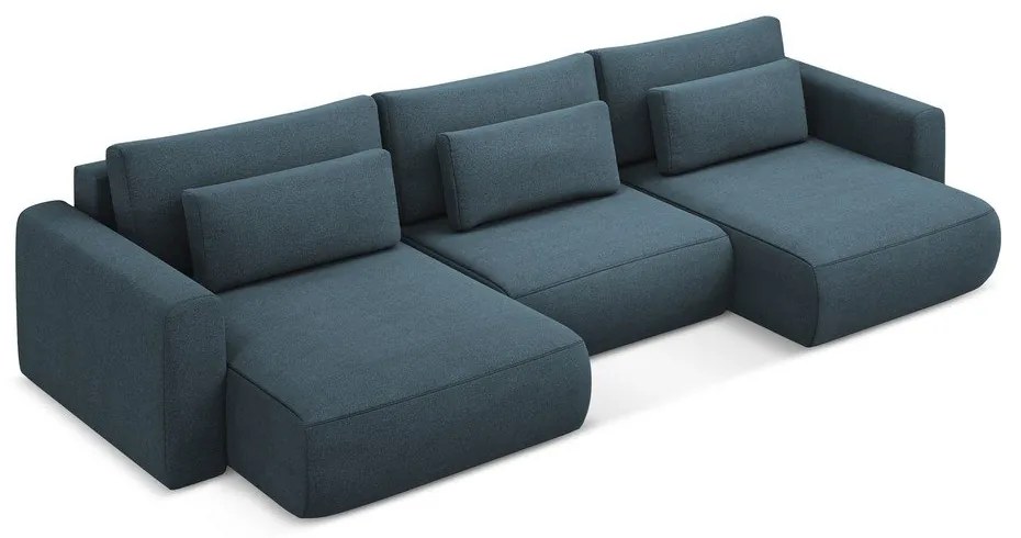 Modrá rozkladacia/s úložným priestorom rohová pohovka (do tvaru "U") Kapua – Makamii