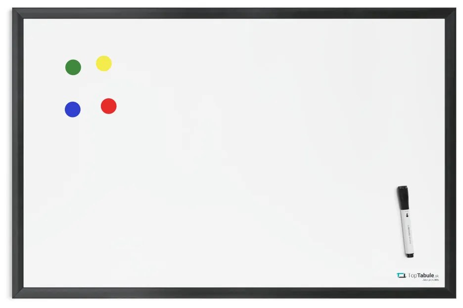 Toptabule.sk Biela magnetická popisná tabuľa v čiernom drevenom ráme COLOR 200x100 cm