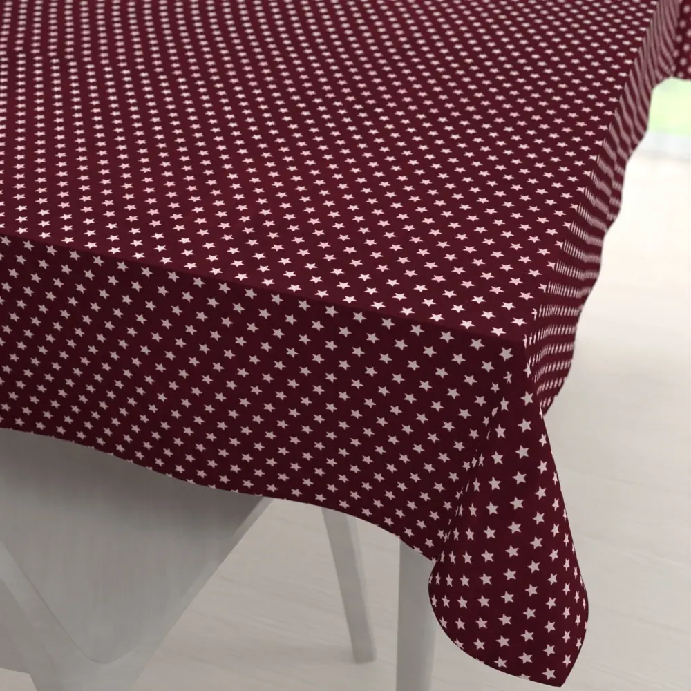 Biante Bavlnený obdĺžnikový obrus Sandra SA-351 Biele hviezdičky na tmavo červenom 60x100 cm