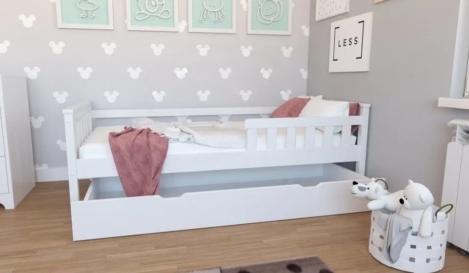 Detská posteľ z masívu borovice FRANK - 200x90 cm - biela