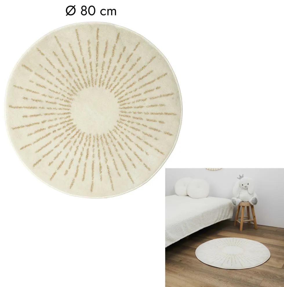 Krémový okrúhly koberec SUNRAYS 80 cm