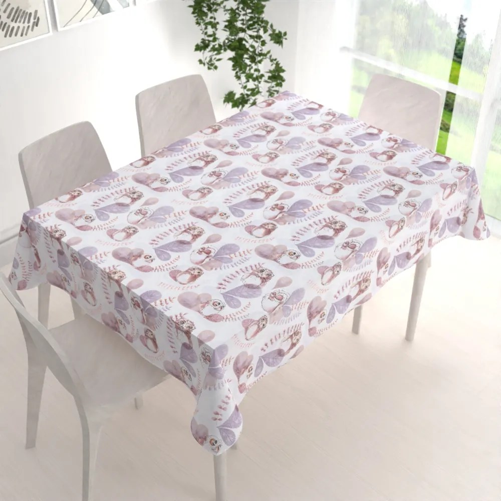 Biante Detský bavlnený obdĺžnikový obrus Sandra SA-284 Hnedé sovy 120x180 cm