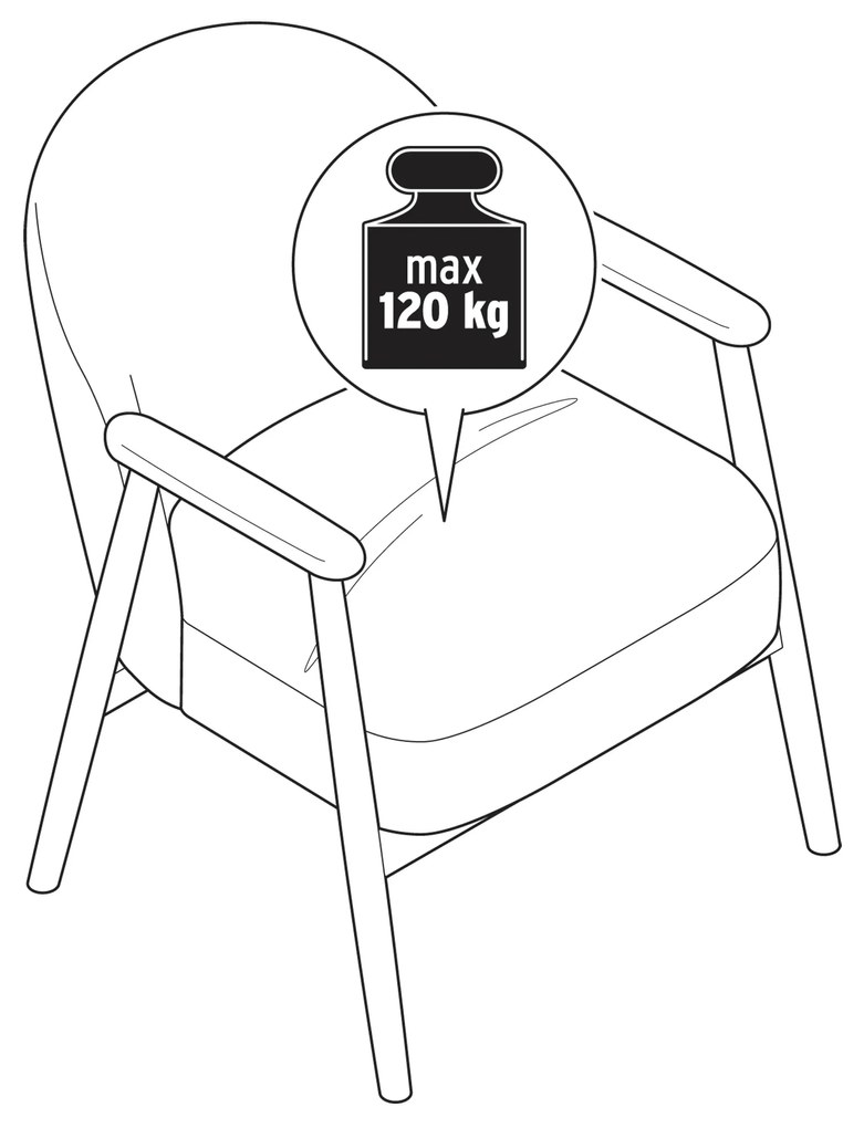 Kreslo s opierkou rúk a podstavcom z dreva