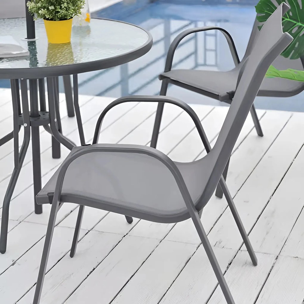 MultiGarden Sada záhradných stoličiek na balkón, terasu, 4 kusy - sivá MultiGarden