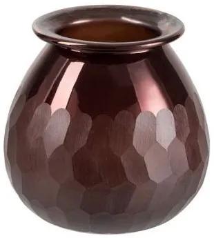 Malá hnedá sklenená váza Carved - Ø 15 * 15 cm