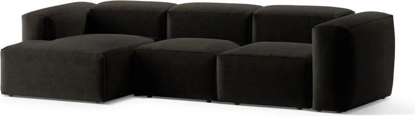 Čierna rohová pohovka (ľavý roh/s leňoškou) Bergamo – Cosmopolitan Design