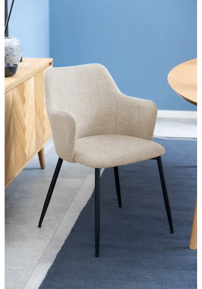 Krémovobiele čalúnené jedálenské kreslá v súprave 2 ks Ilsa – Actona