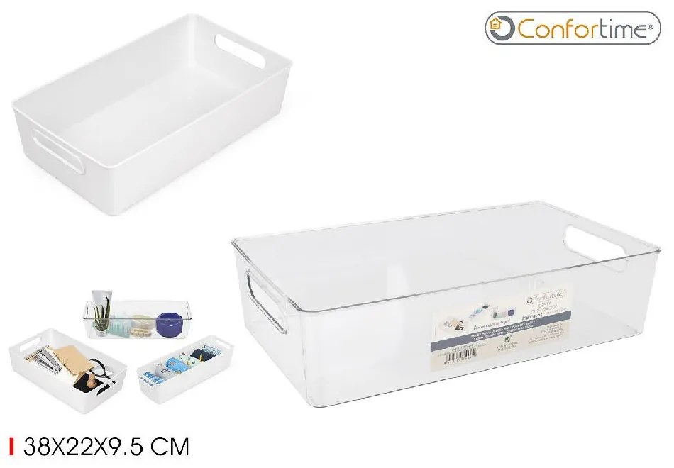 CONFORTIME Univerzálny organizér, dlhý a úzky, s rúčkami, 38x22x10 - biely SIMPLY