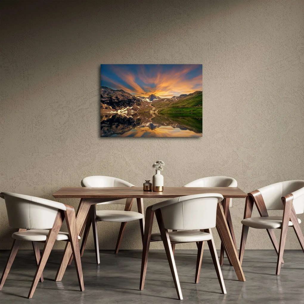 Obraz - Odraz v horskom jazere (70x50 cm)