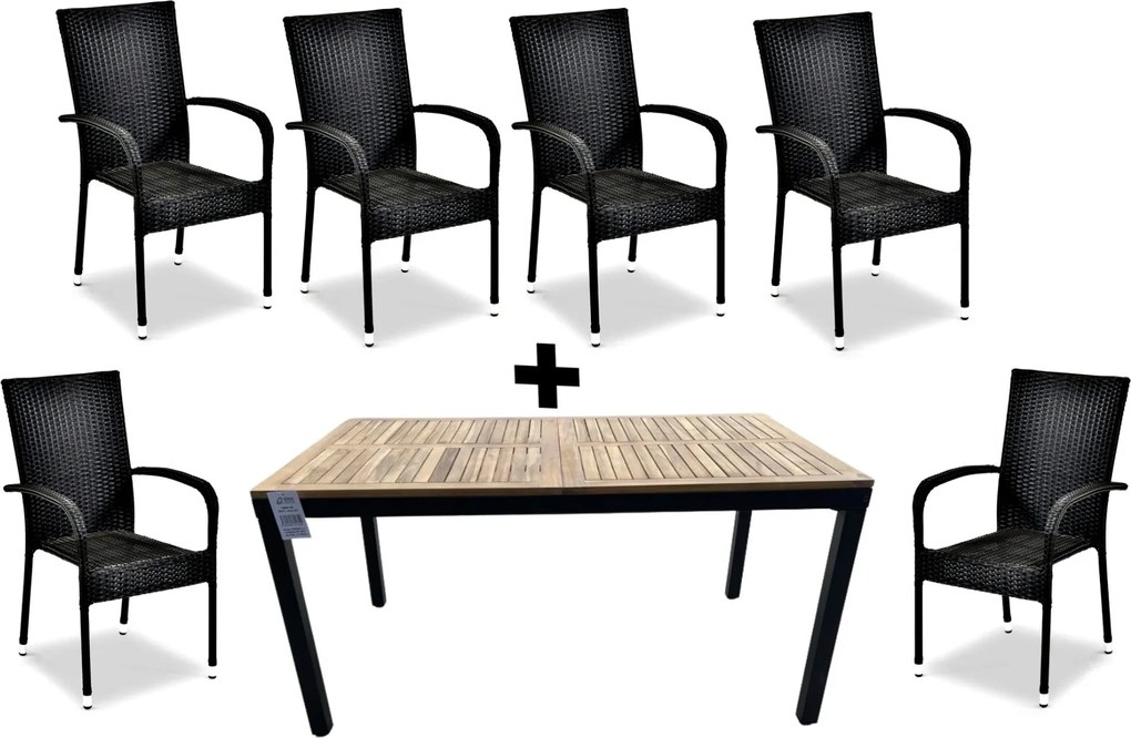 Záhradná zostava 6P+1 MATIAS, čierna