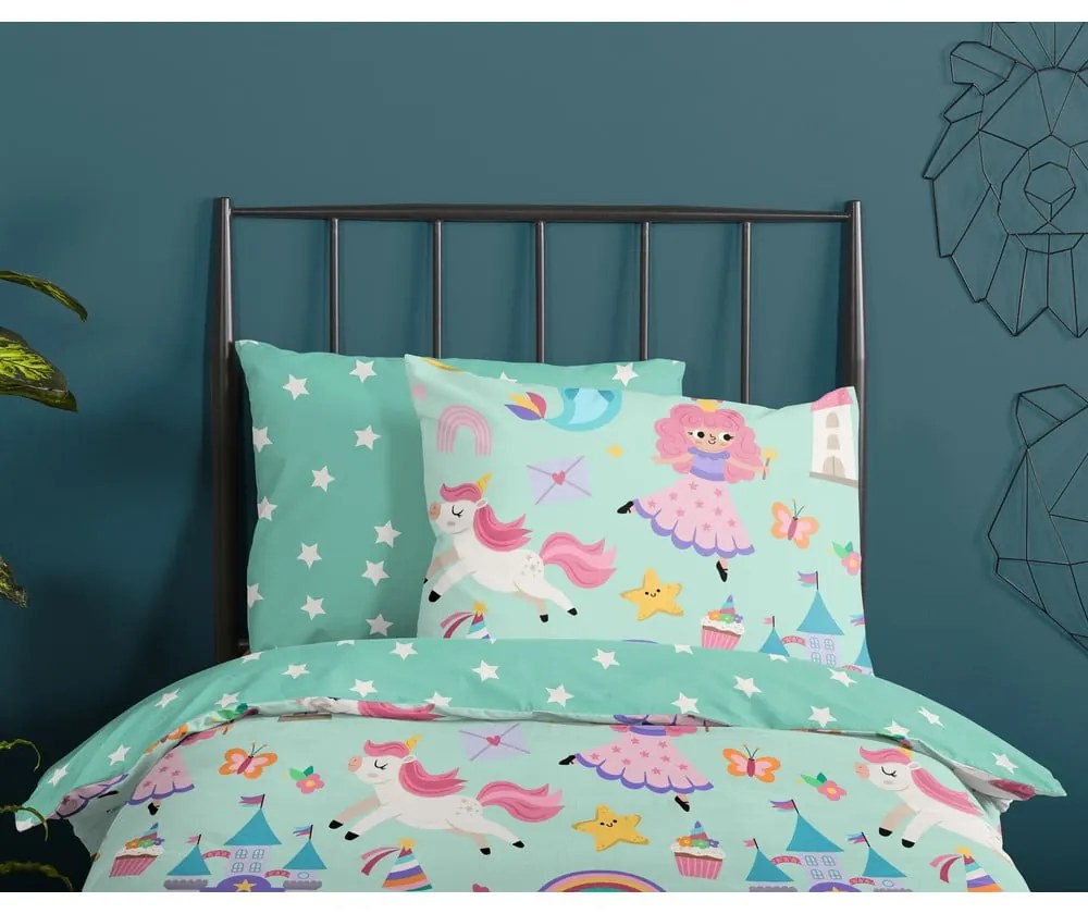 Bavlnené detské obliečky do postieľky v mentolovej farbe 100x135 cm Fantastic – Good Morning