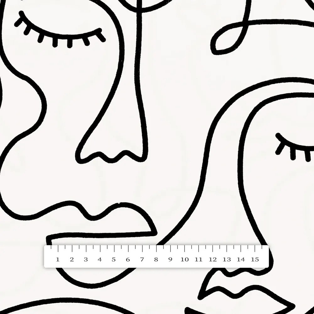 Biante Bavlnený behúň na stôl Sandra SA-570 Abstraktné tváre na bielom 45x180 cm