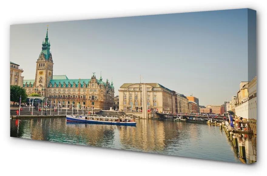 Obraz na plátne Nemecko Hamburg River katedrála 140x70 cm