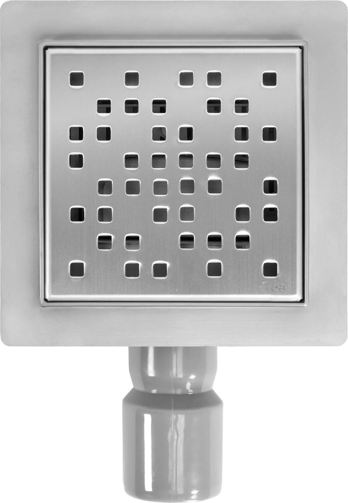 Podlahový vpust REA DOTS 12x12 cm, nikel brúsený