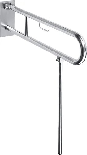 Bemeta Design HELP: Madlo, 600 mm, v tvare U, sklopné, s opornou nohou, s držiakom TP, s krytkou, nerez, mat - 301407272N