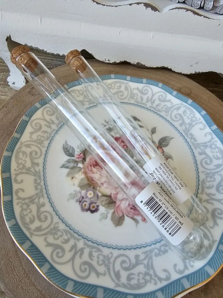 Sklenená dóza/ skúmavka s korkovým viečkom - Ø 2*19 cm / 40 ml