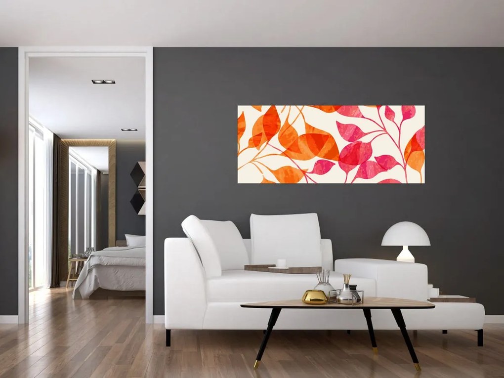 Obraz - Oranžové lístie (120x50 cm)