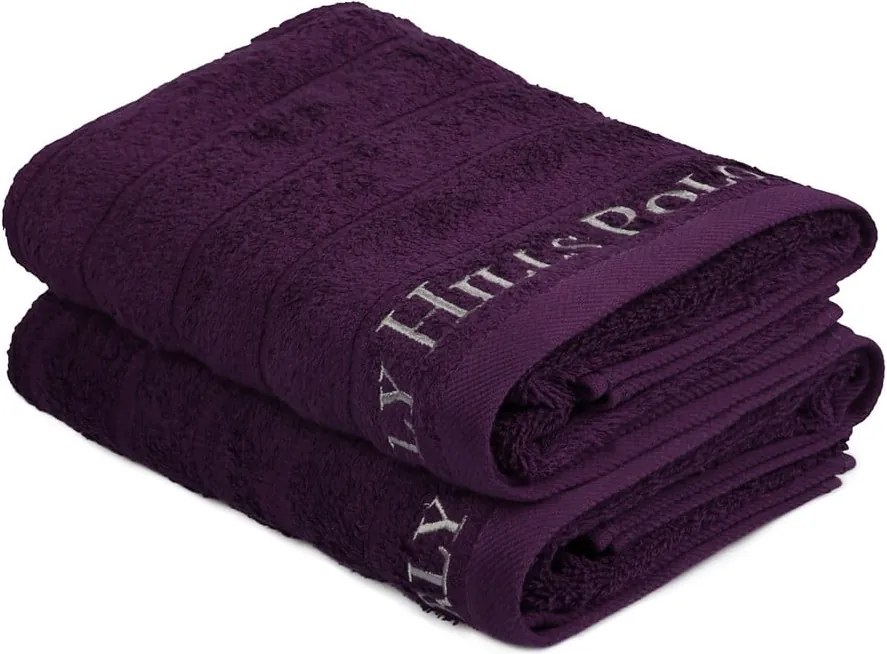 Sada 2 fialových uterákov na ruky, 90 x 50 cm