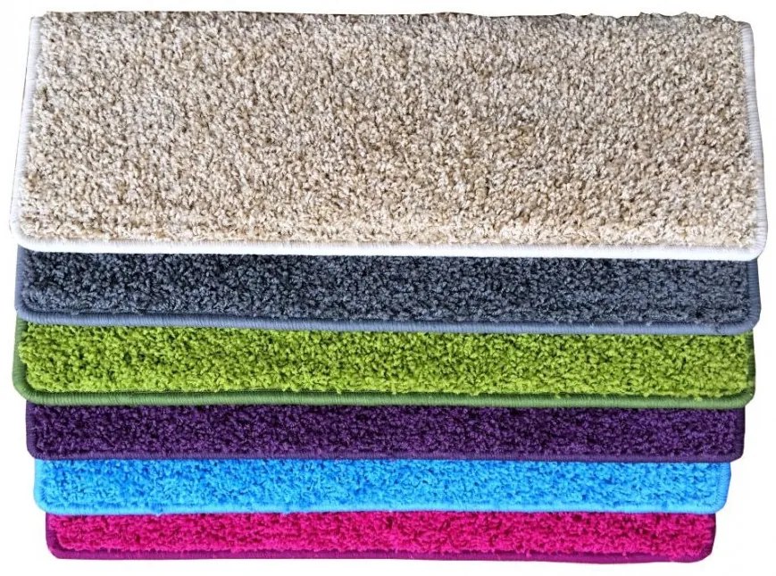 Vopi koberce Nášľapy na schody Color shaggy béžový obdĺžnik, samolepiaci - 24x65 obdĺžnik (rozmer vrátane ohybu)