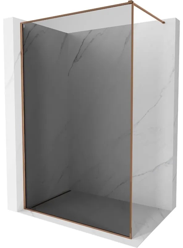 Mexen Kioto-F, sprchová zástena s rámom 130 x 202 cm, 8 mm šedé sklo, profil ružové zlato, 800-130-104-60-40