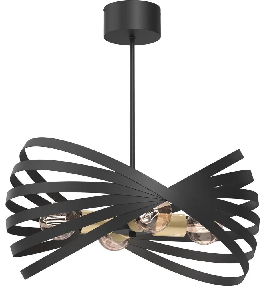 Luster na tyči SPARKLE 4xE27/15W/230V čierna/zlatá