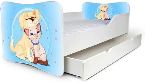 MAXMAX Detská posteľ so zásuvkou PSÍČEK s mačičkou + matrac ZADARMO