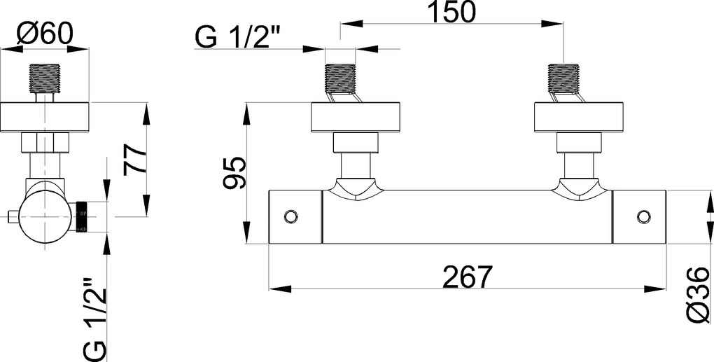 Invena Termora, termostatická sprchová batéria, chrómová, INV-BT-N1-001-V