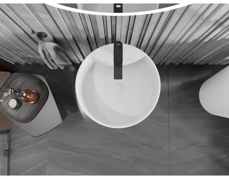 Mexen, Mexen Onyx-02 umywalka wolnostojąca z konglomeratu 45 x 45 cm, biała mat - 26544500