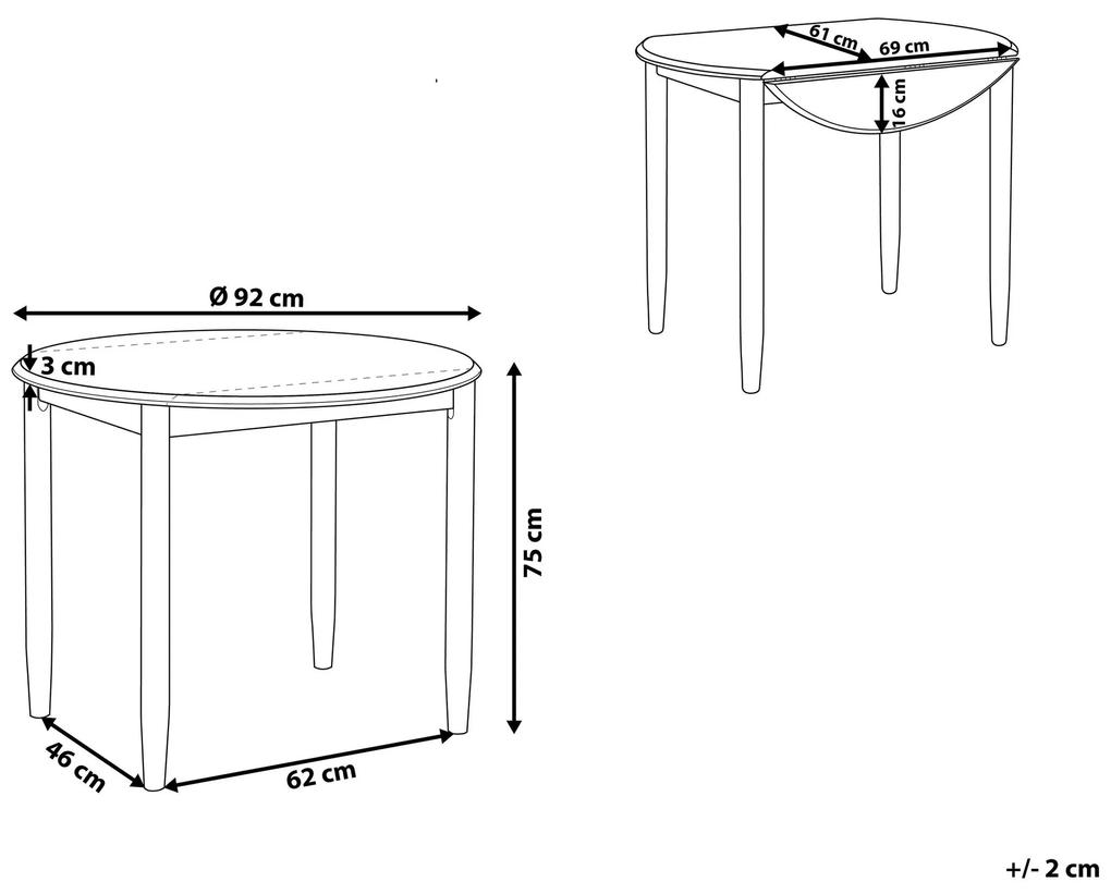 Rozkladací drevený stôl ⌀ 61/92 x 92 cm svetlé drevo/sivá OMAHA Beliani