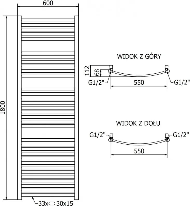 Mexen Helios, vykurovacie teleso 1800x600 mm, 786 W, zlatá lesklá, W103-1800-600-00-50