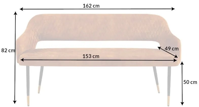 Lavička Paris 160cm horčicovo žltý zamat