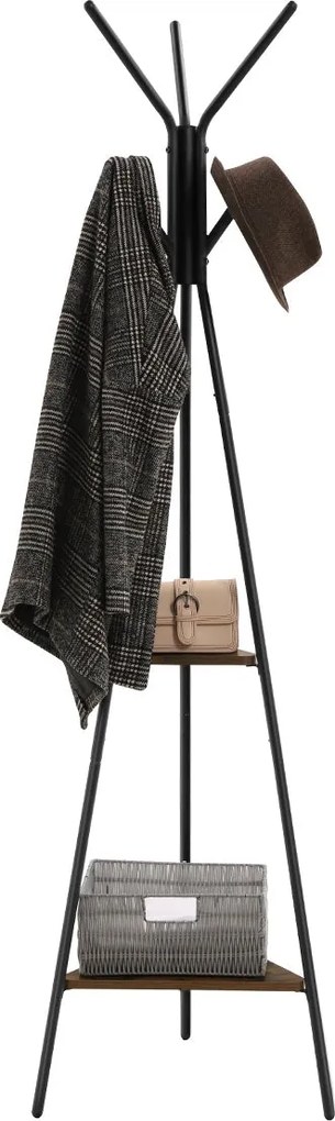 Drevený vešiakový stojan na kabáty v tvare stromu, rustikálna hnedá farba