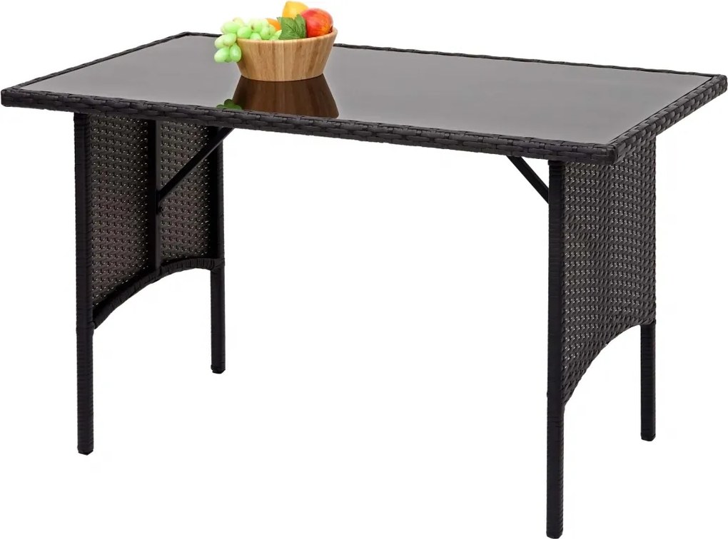 Polyratanový jedálenský stôl HWC-G16, 112x60cm - čierny