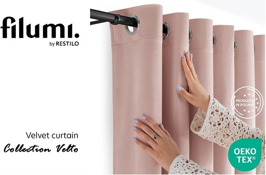 Svetloružový zamatový dimout záves 200x300 cm Velto – Filumi