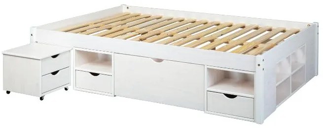 Inter Link Funkčná posteľ s 2 integrovanými nočnými stolíkmi (Till – biela, 140 x 200 cm)  (100180021)