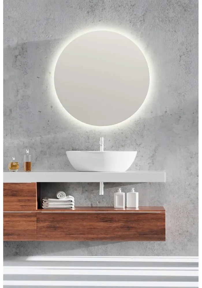Nástenné zrkadlo s osvetlením ø 60 cm Luna – Mirrors and More