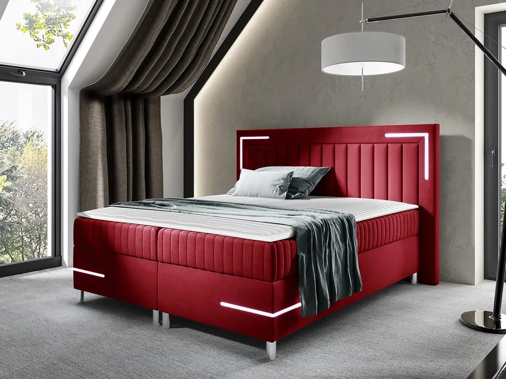 Kontinentálna posteľ Suhak 3 LED, Rozmer postele: 160x200, Dostupné poťahy: Velutto 15