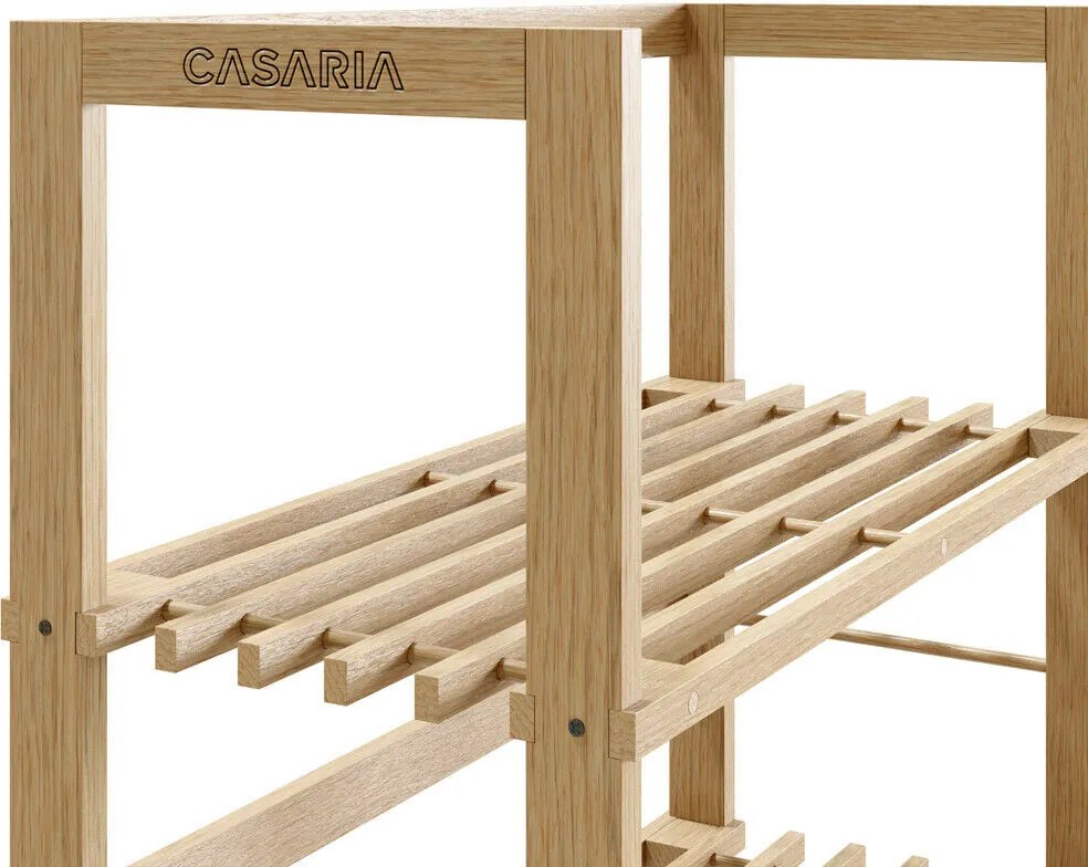 Drevený policový regál ÖLAND, 58x27x136cm, 5 políc, hnedá Casaria