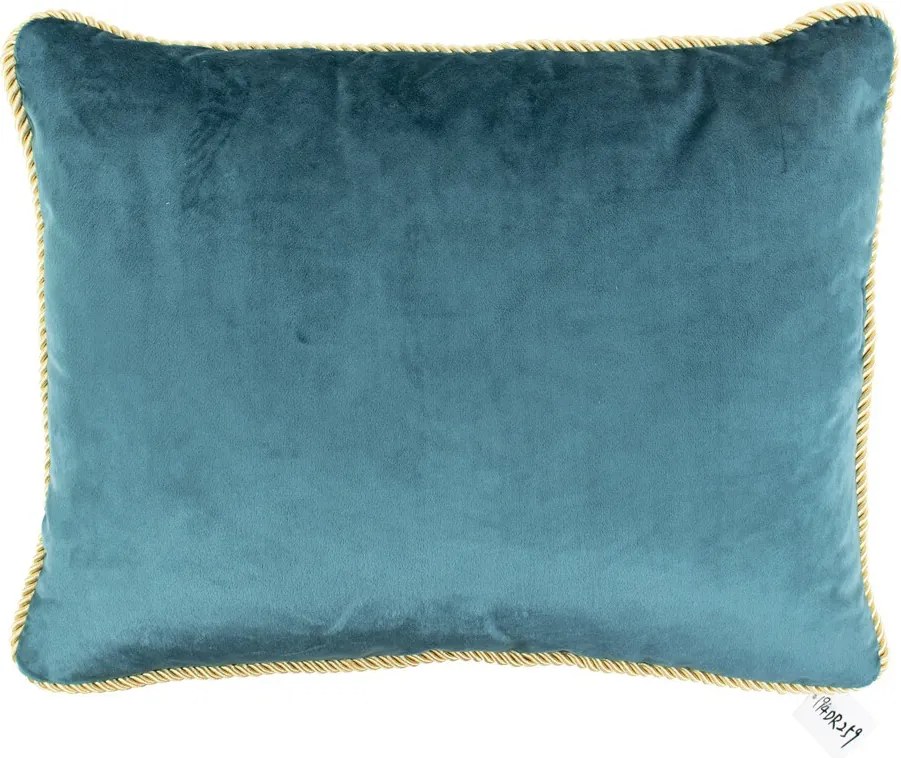 Tyrkysový zamatový obdĺžnikový vankúšik Tyrkys - 35 * 45 * 10cm