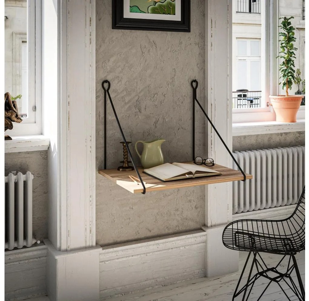 Nástenný pracovný stôl TUNA 50x70 cm hnedá/čierna